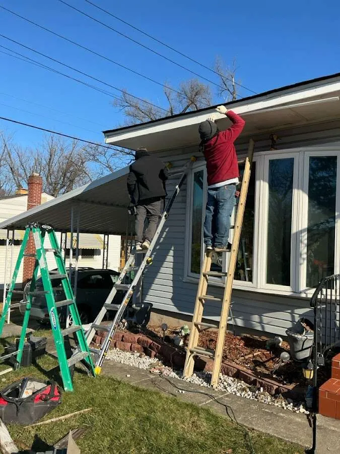 Restoration crew performing exterior repair in Waveland